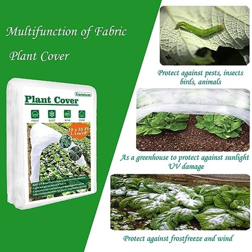 Plant cover multifunction diagram with frost and greenhouse protection graphics