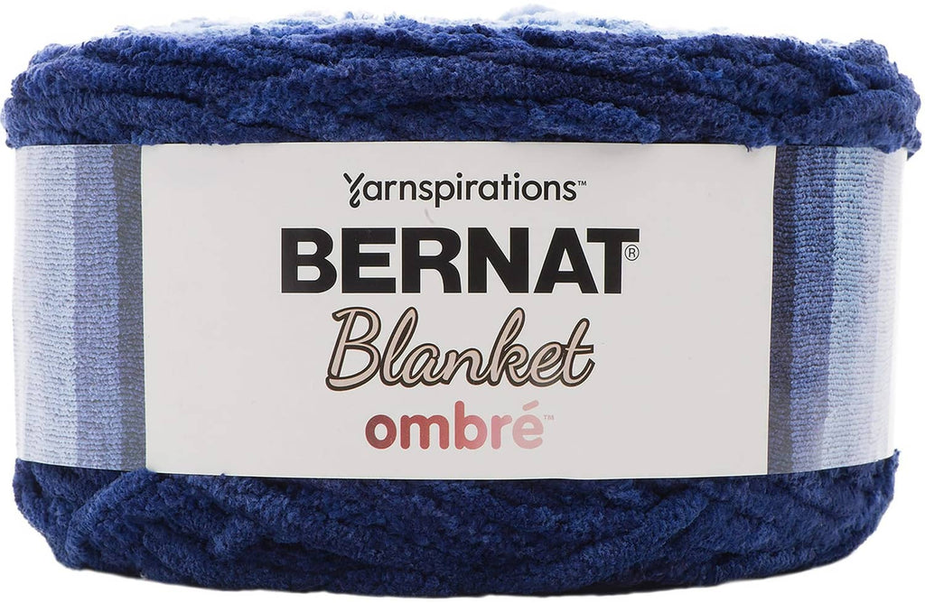 Ombre blanket yarn roll, dark navy to medium blue, soft textured plush