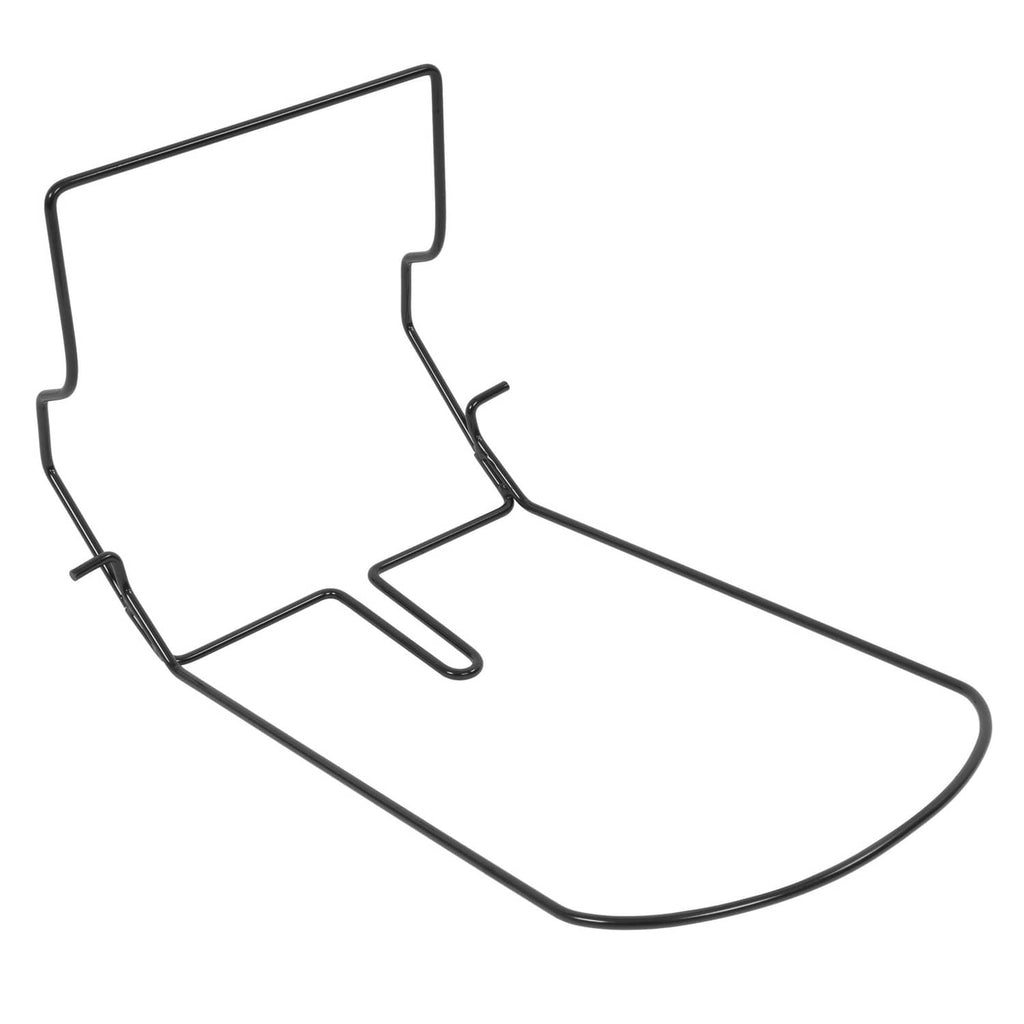 Lawn mower grass bag frame, black wire frame with mounting hooks and base