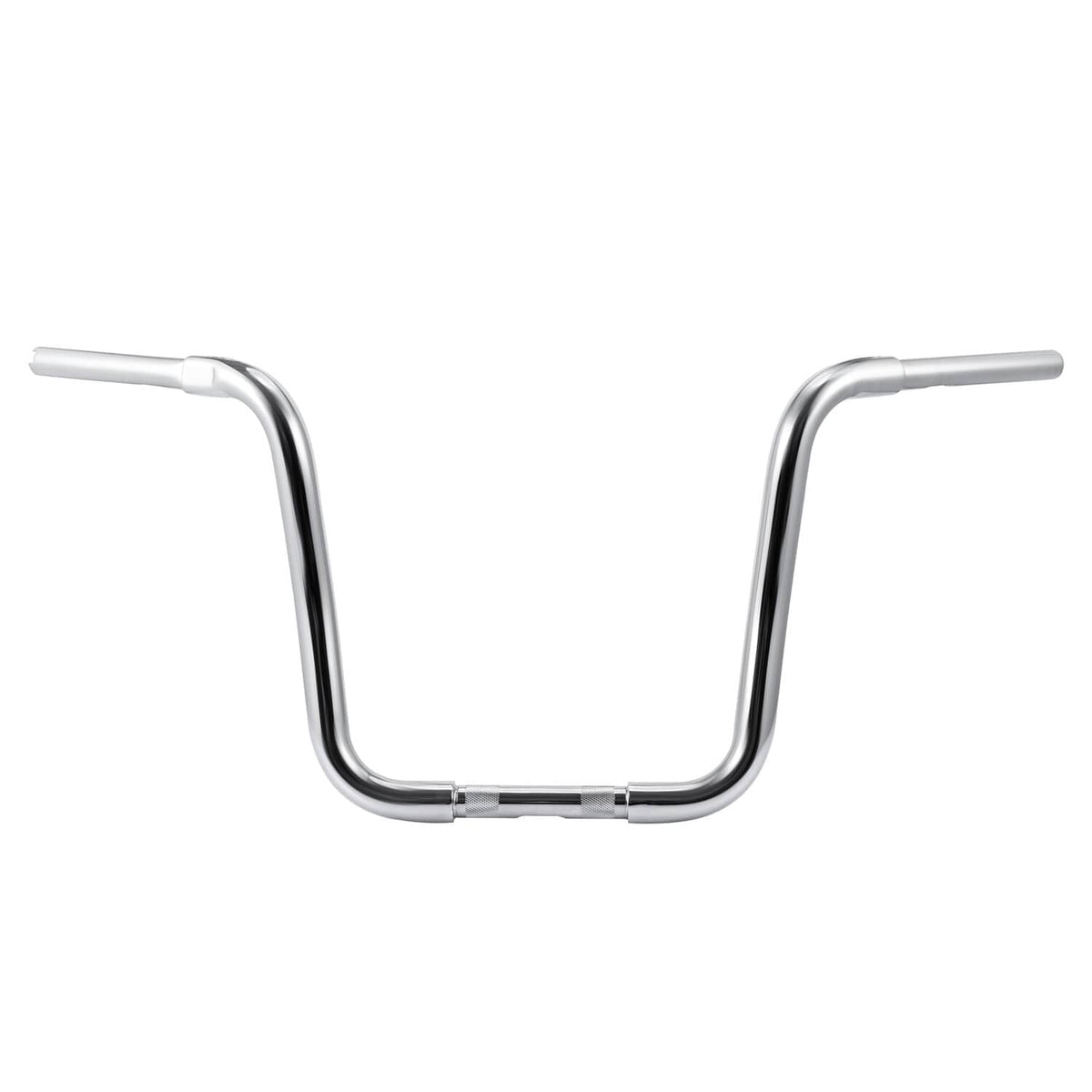 Polished chrome motorcycle ape hanger handlebar with short straight ends
