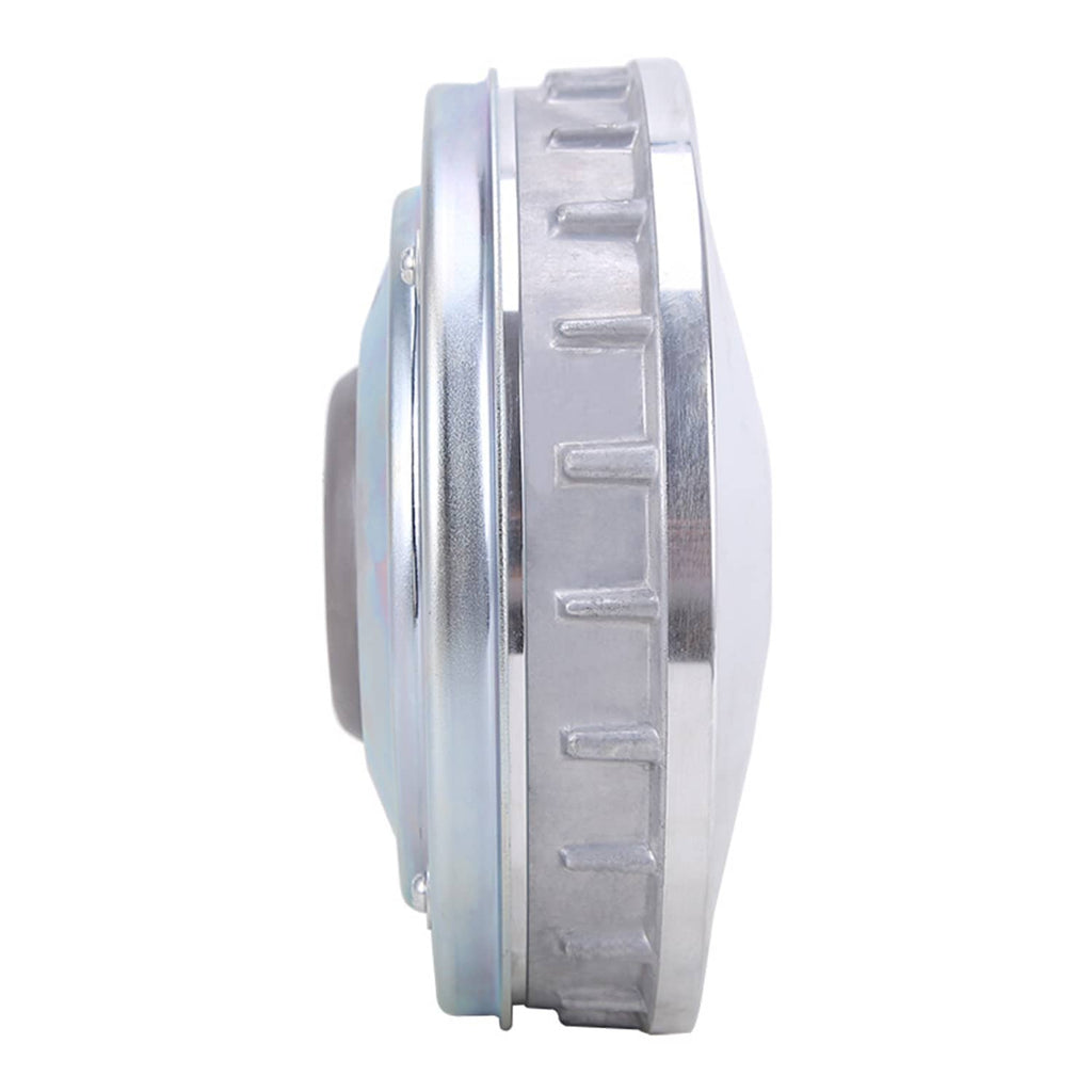 Side view of silver sliding sheave housing with machined edge and gear teeth