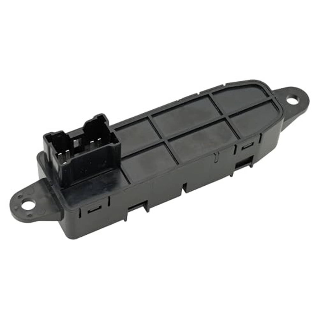 Power seat control switch with open wiring side and connector area, dark gray plastic