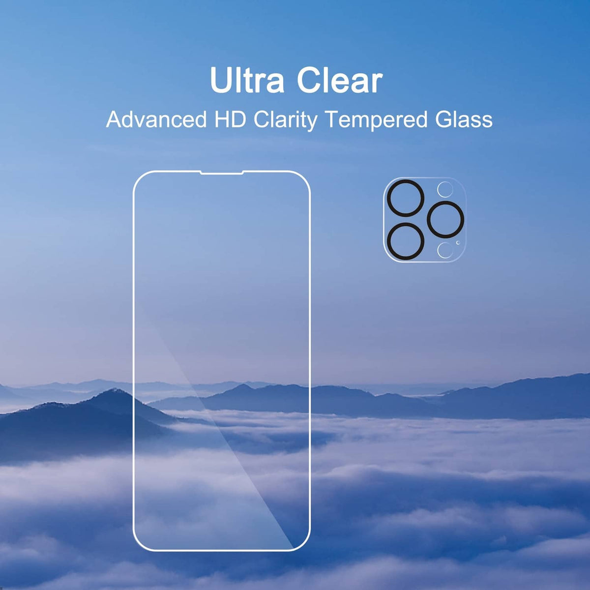 Ultra clear tempered glass screen protector for iPhone 14 Pro, front coverage