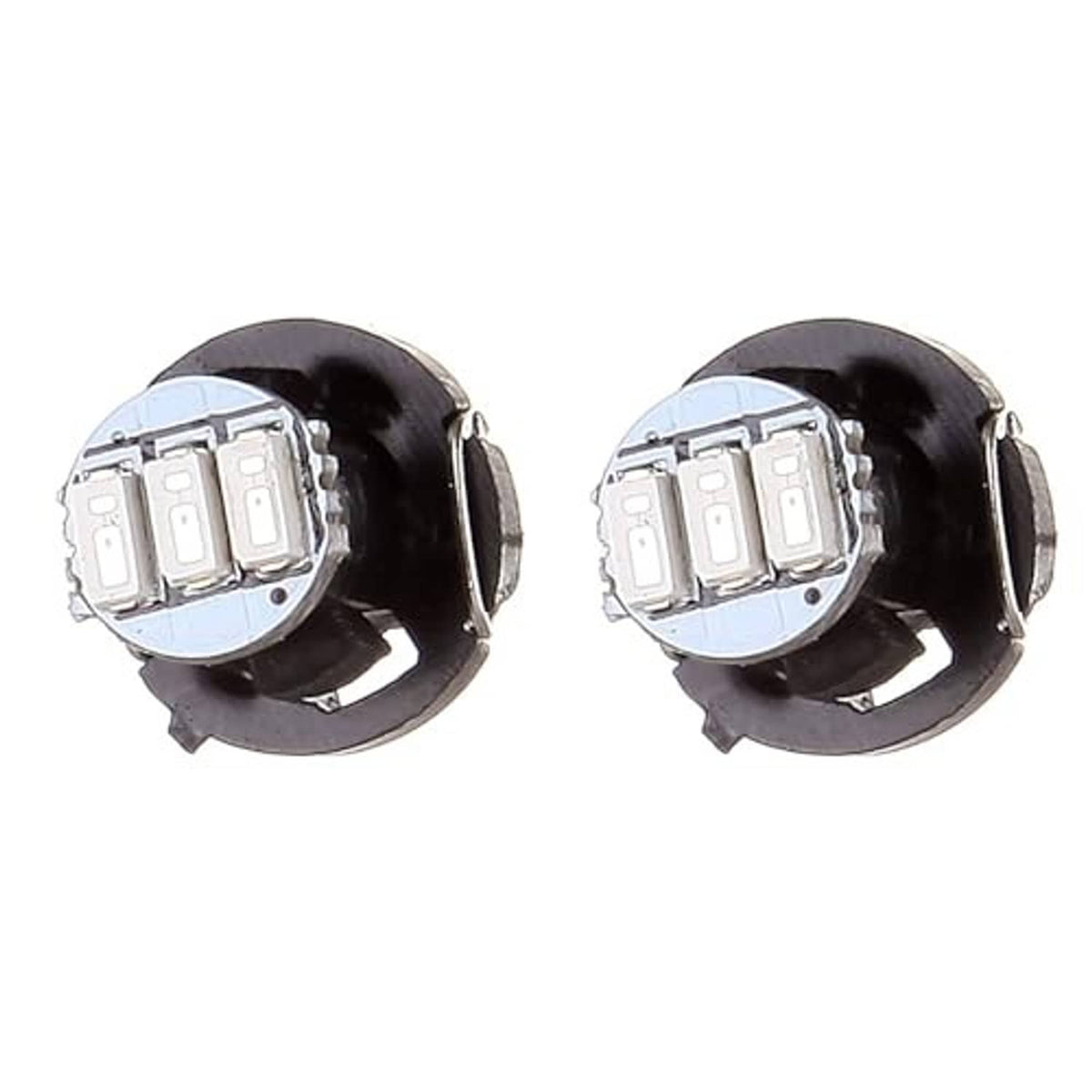 LED wedge light bulbs, black housing with multi-LED chip, two-bulb set front view