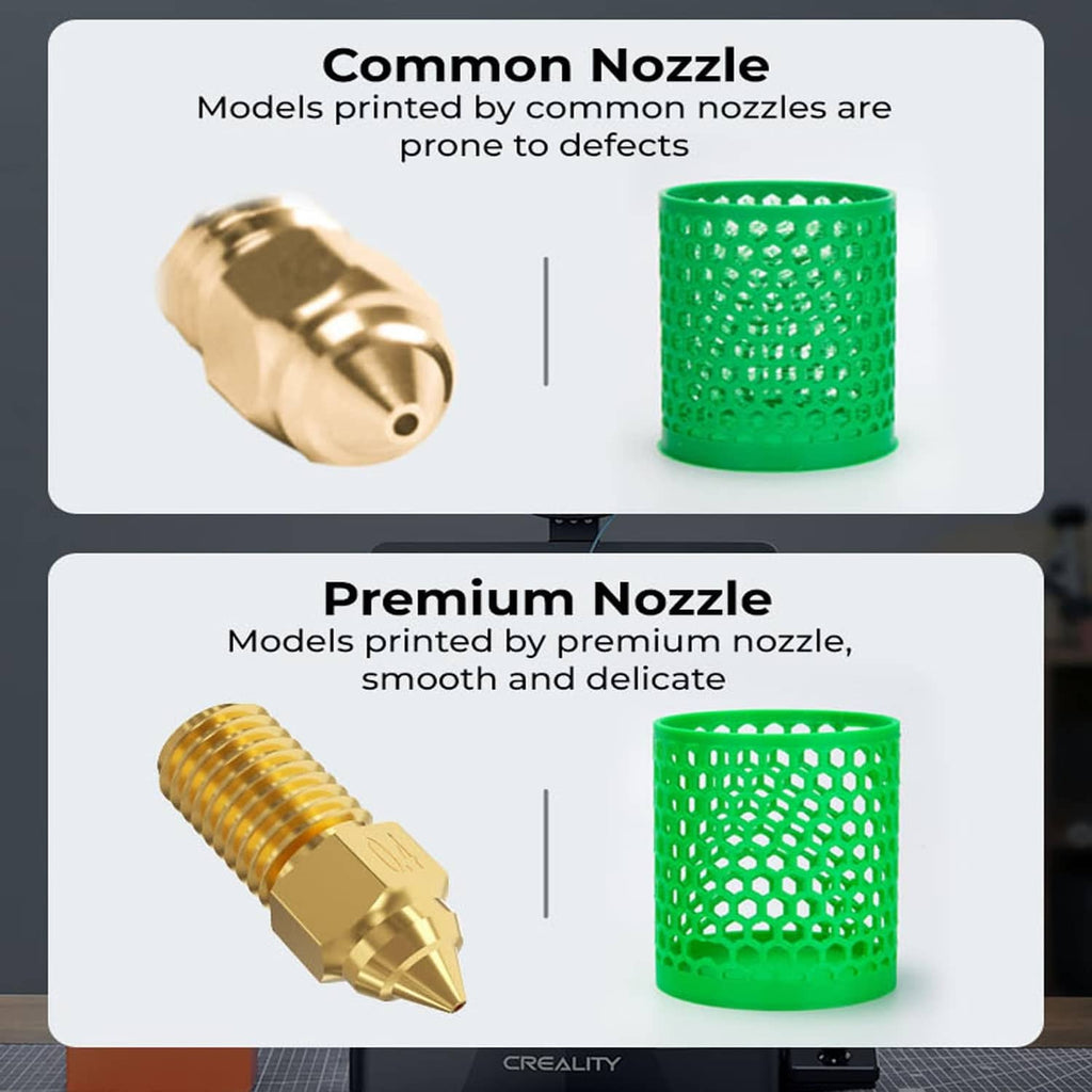 Brass nozzle sample and green silicone nozzle cover for 3D printer heating