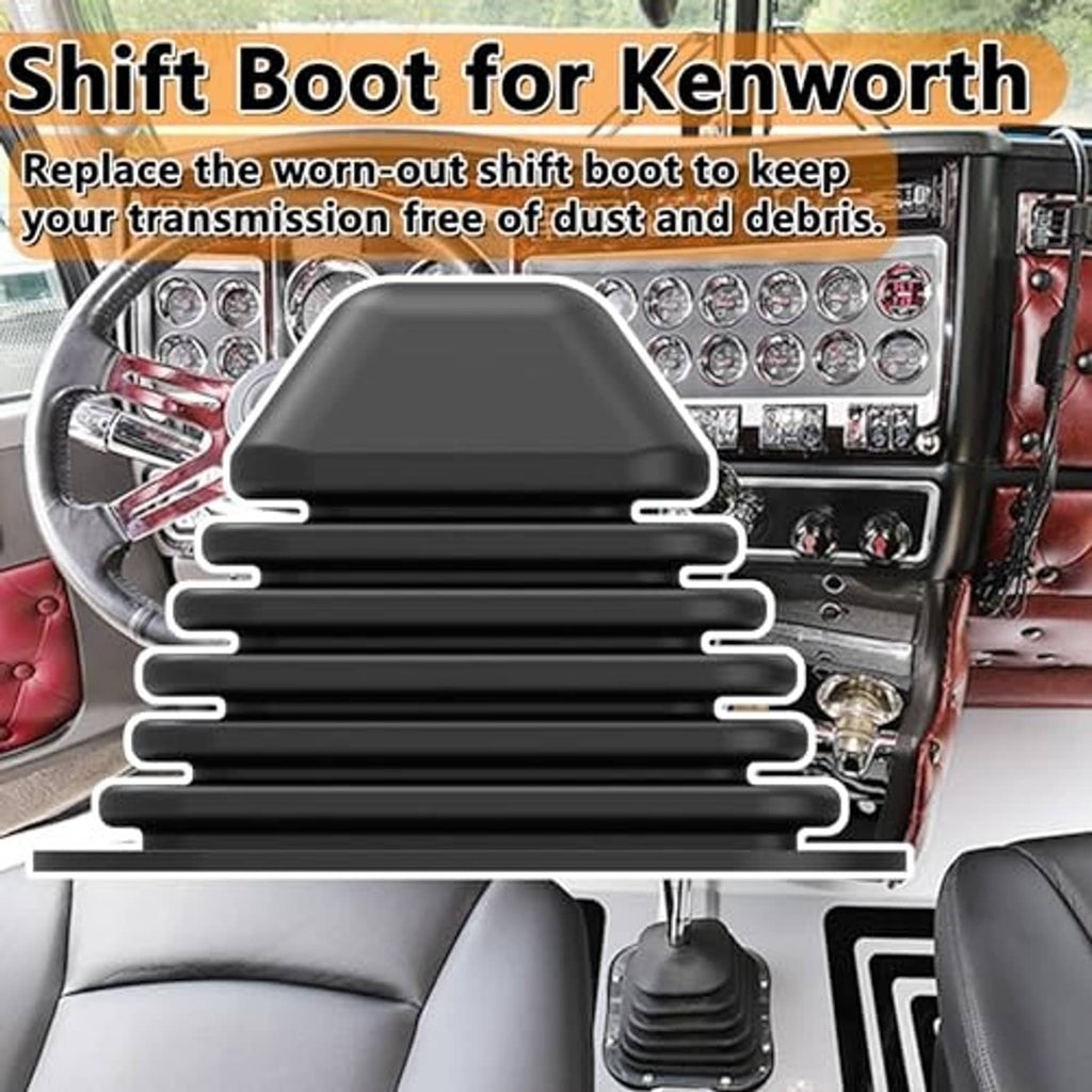 Black shift boot replacement with ribbed folds and mounting base holes