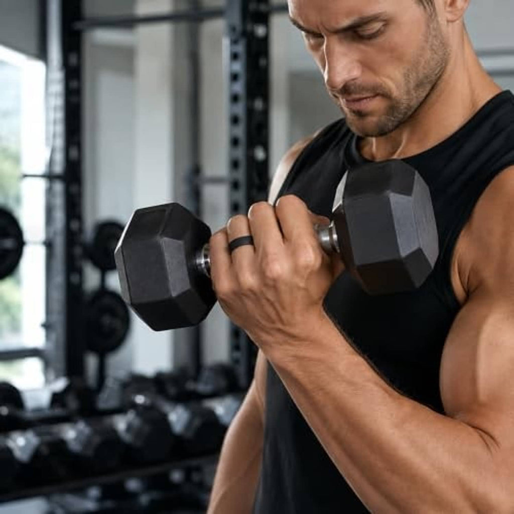 Silicone ring cover, not clearly visible on wrist during gym exercise
