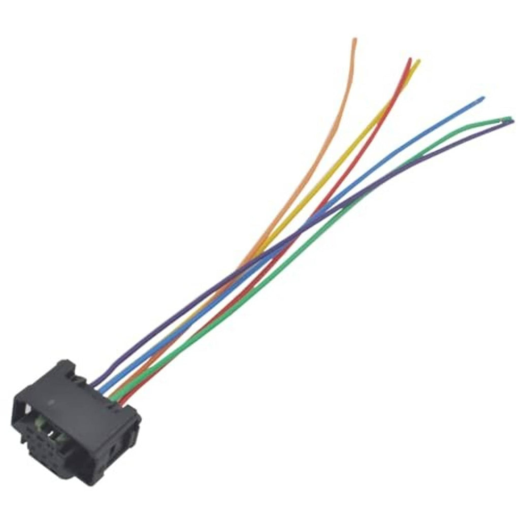 Throttle body connector pigtail harness with multicolor wire leads extending from black plug