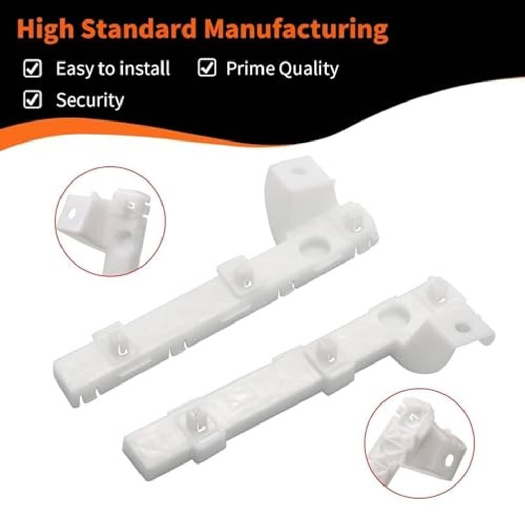 White plastic grille bracket with circular mount and side mounting holes
