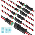 2-pin wiring harness set with black connector housings and red/black wires