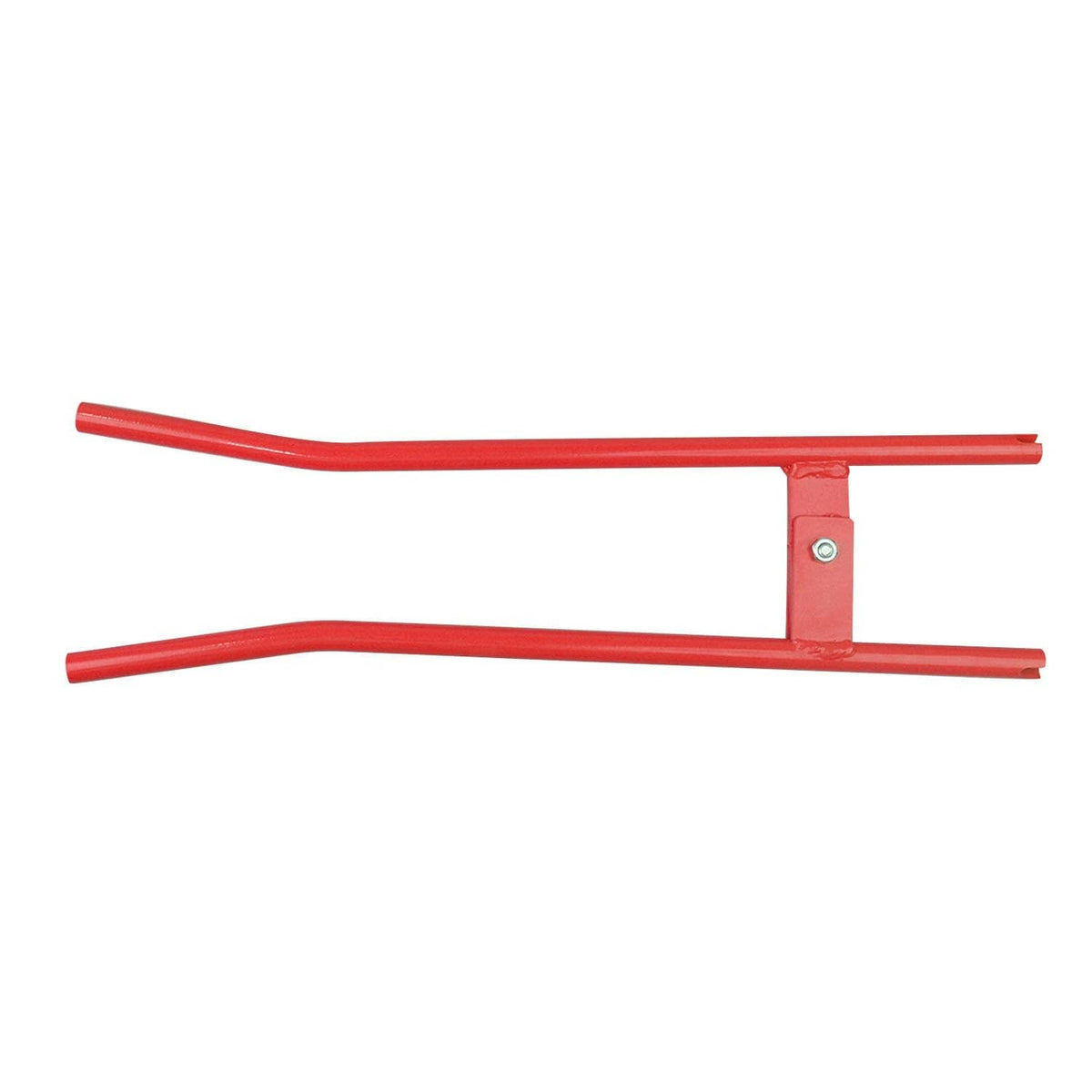 Red brake spring tool shown in side view with cross bracket and two arms