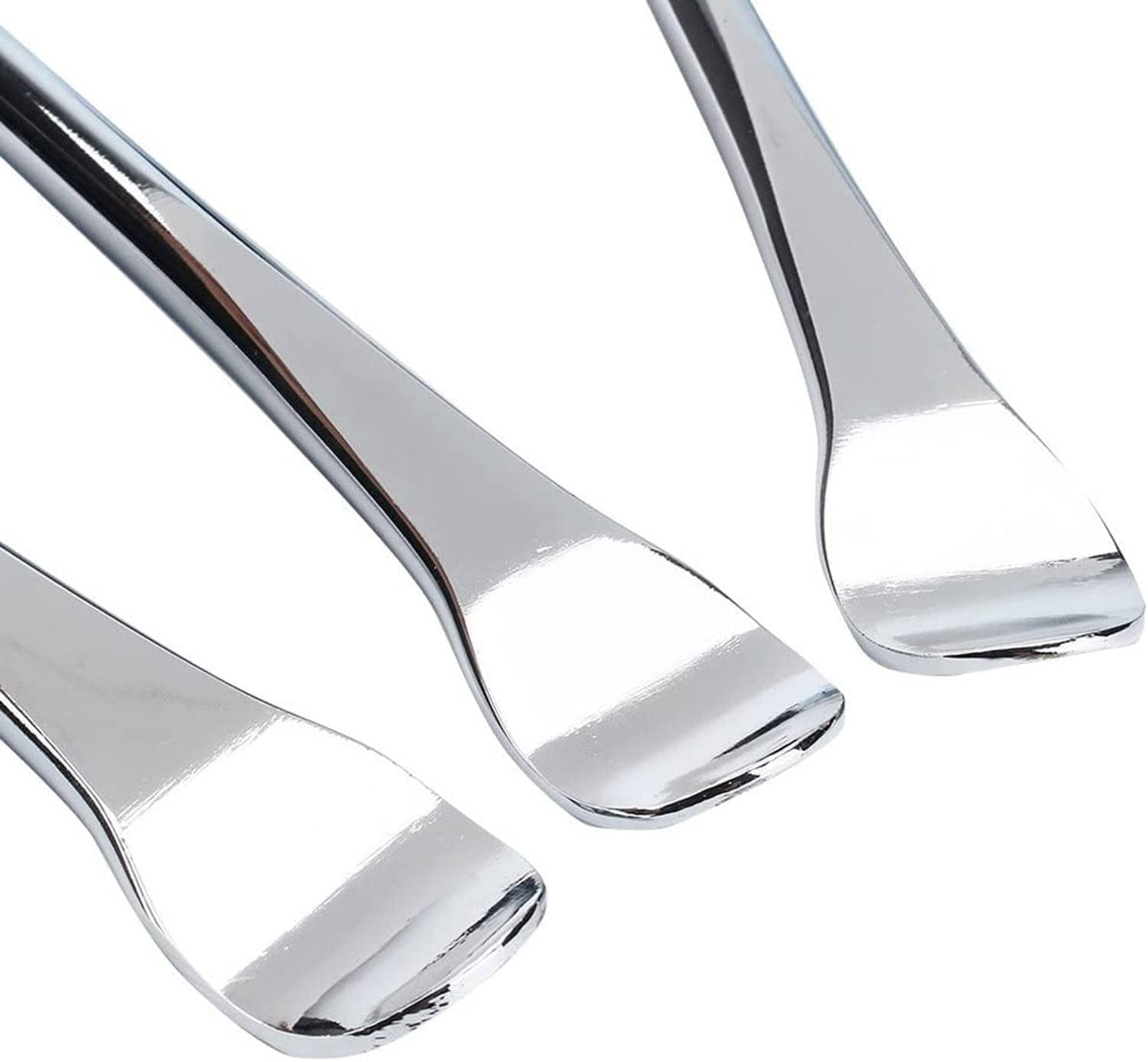 Polished chrome tire lever ends with smooth curved tips for easy prying
