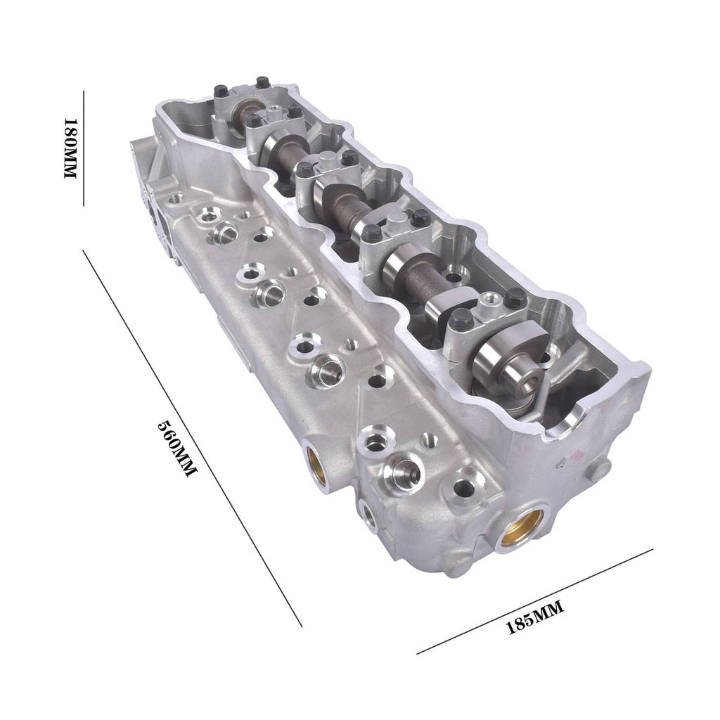 Cylinder head assembly angled view with camshaft and threaded stud set