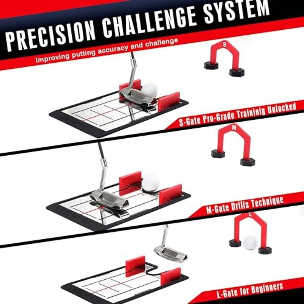 Putting mirror training setup showing multiple gate configurations on mats