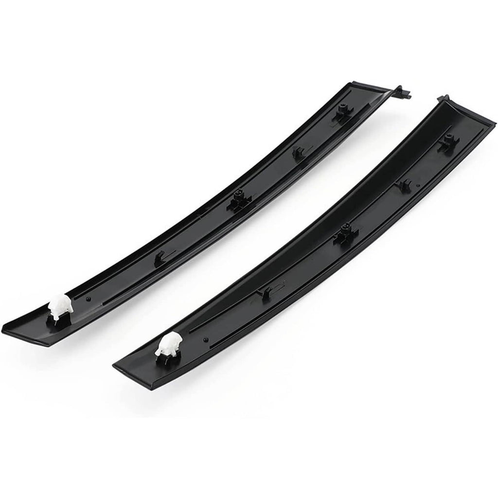 Black door sash trim bars with mounting slots and white clip tabs