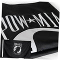 Outdoor POW/MIA flag, black with white embroidered lettering and POW*MIA emblem