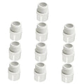 Set of white PVC male NPT threaded adapter union couplings