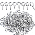 Small metal eye screw hooks in silver tone, each with a looped eye and threaded shank