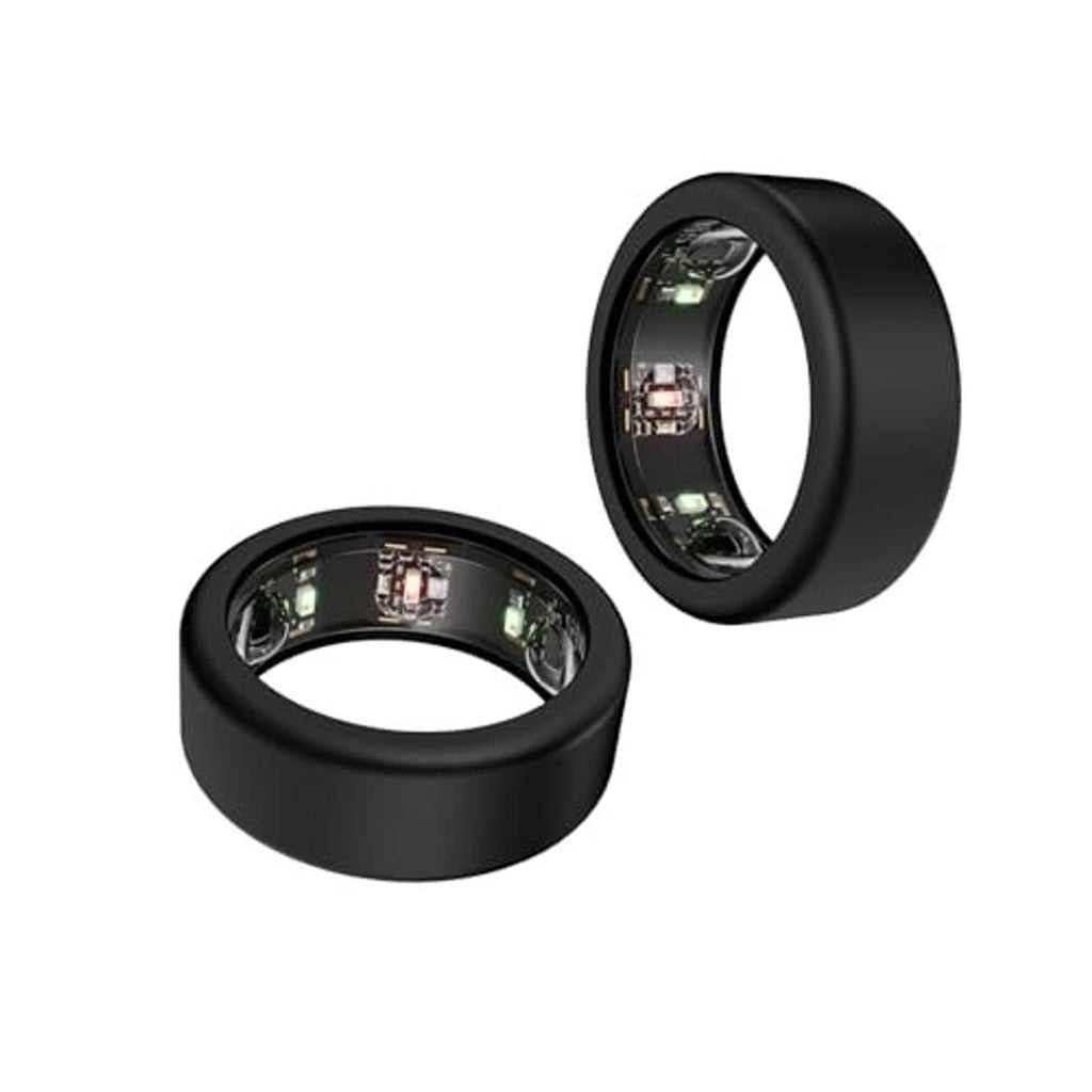 Black silicone elastic ring cover case for Oura ring, two angles