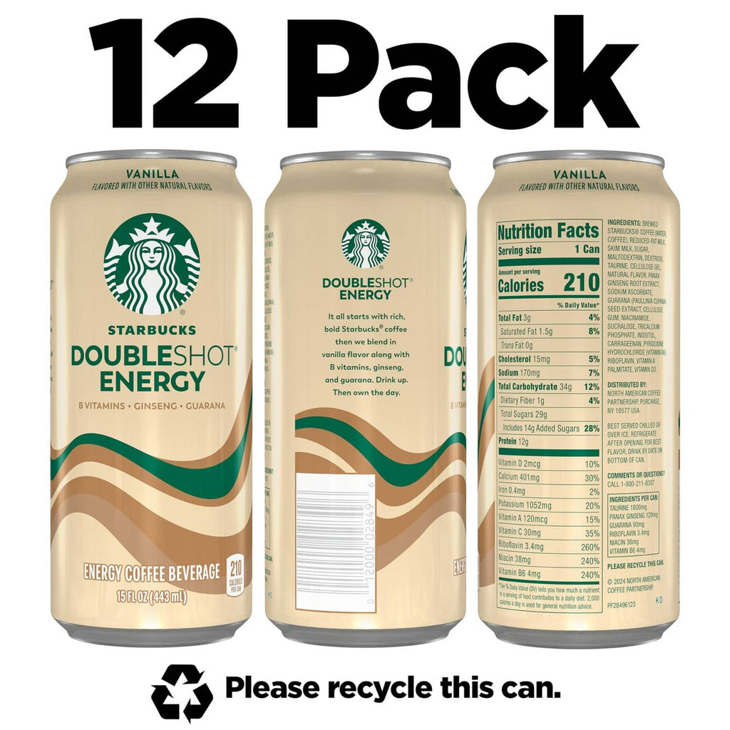 Vanilla Starbucks Doubleshot Energy coffee beverage cans, 12-pack view