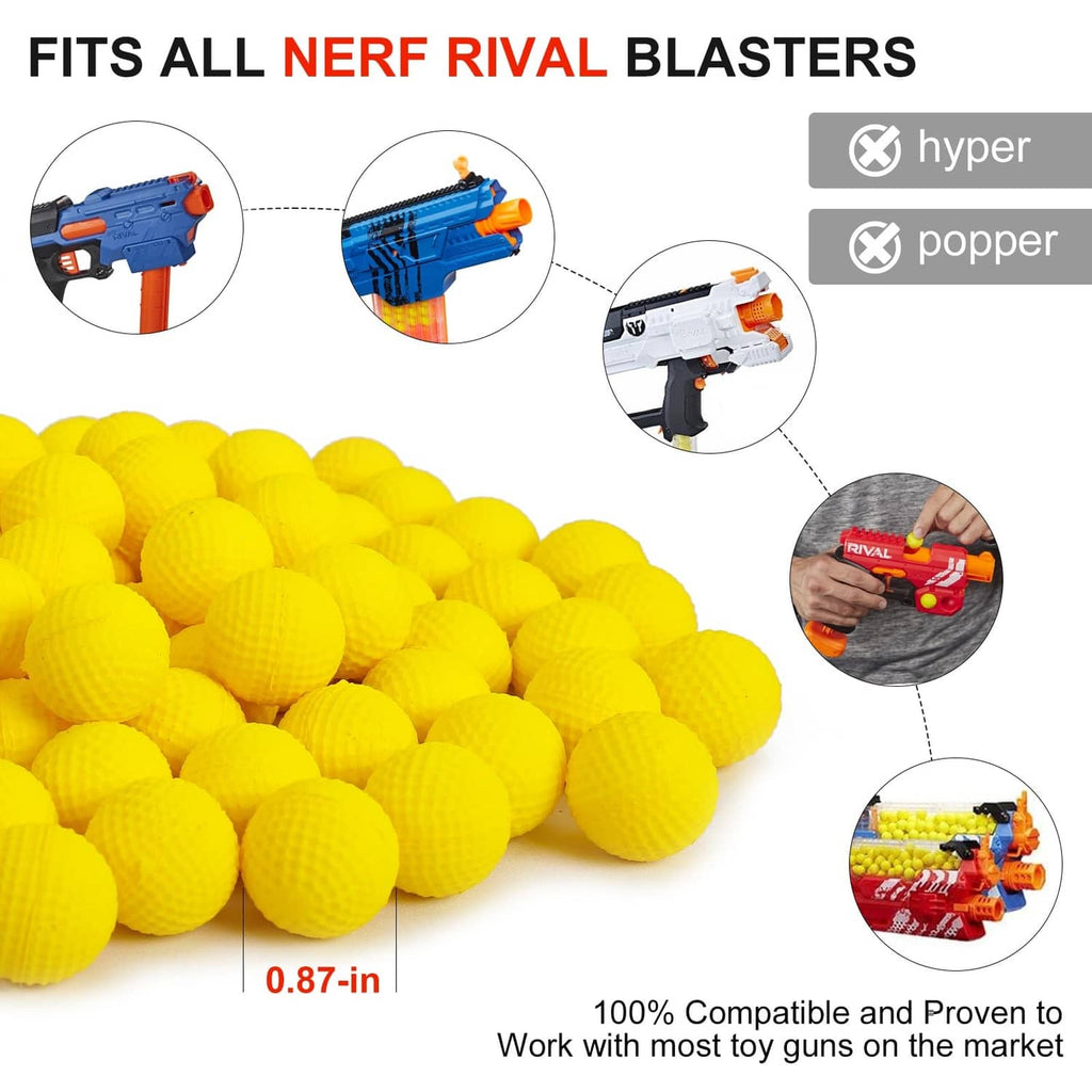 Heap of yellow foam ball ammo refills with textured surface