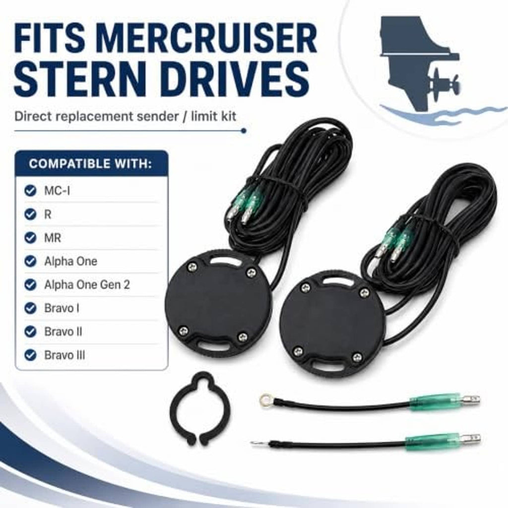 Tilt trim sender/limit switch replacement kit with two black caps and green wire leads
