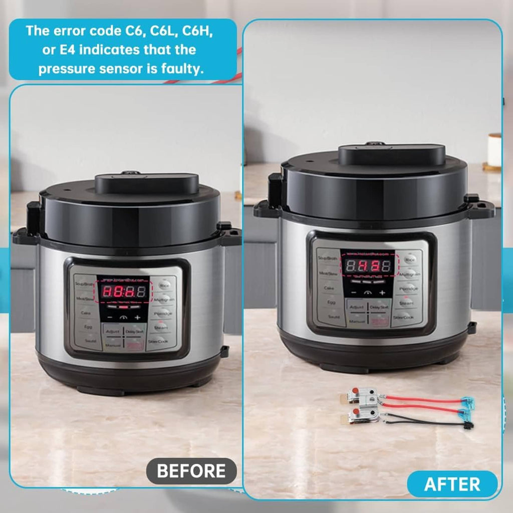 Two-pack pressure sensor replacement for cookers, stainless base, black lid, digital display