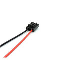 Wiring plug pigtail connector with red and black wires and black latch-style housing