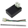 Black DC CDI ignition module with white 2-pin connector and multi-color wire leads
