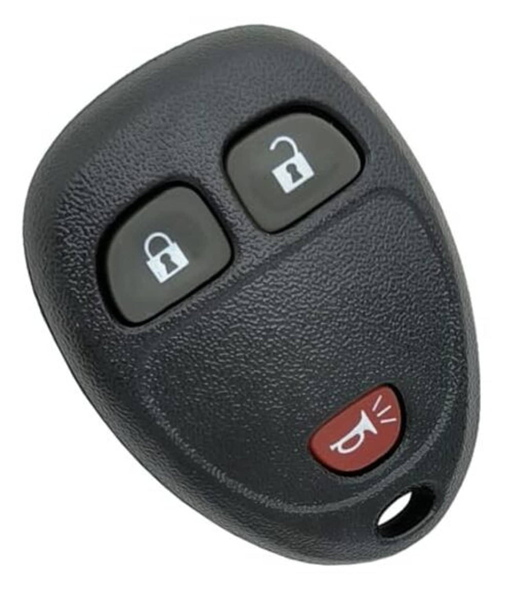 Black textured 3-button key fob shell case with lock/unlock buttons, trunk icon, and keyring hole