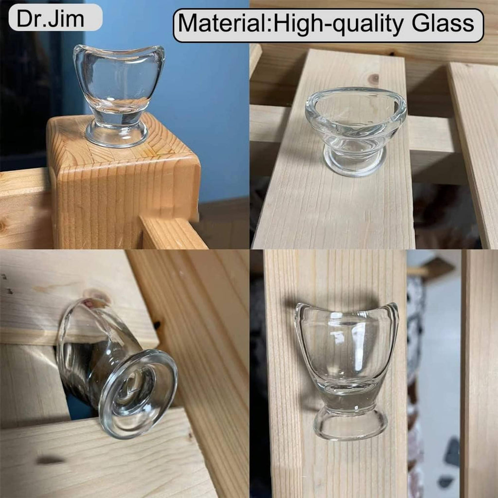 Dr.Jim clear glass eye rinse cup with rounded base