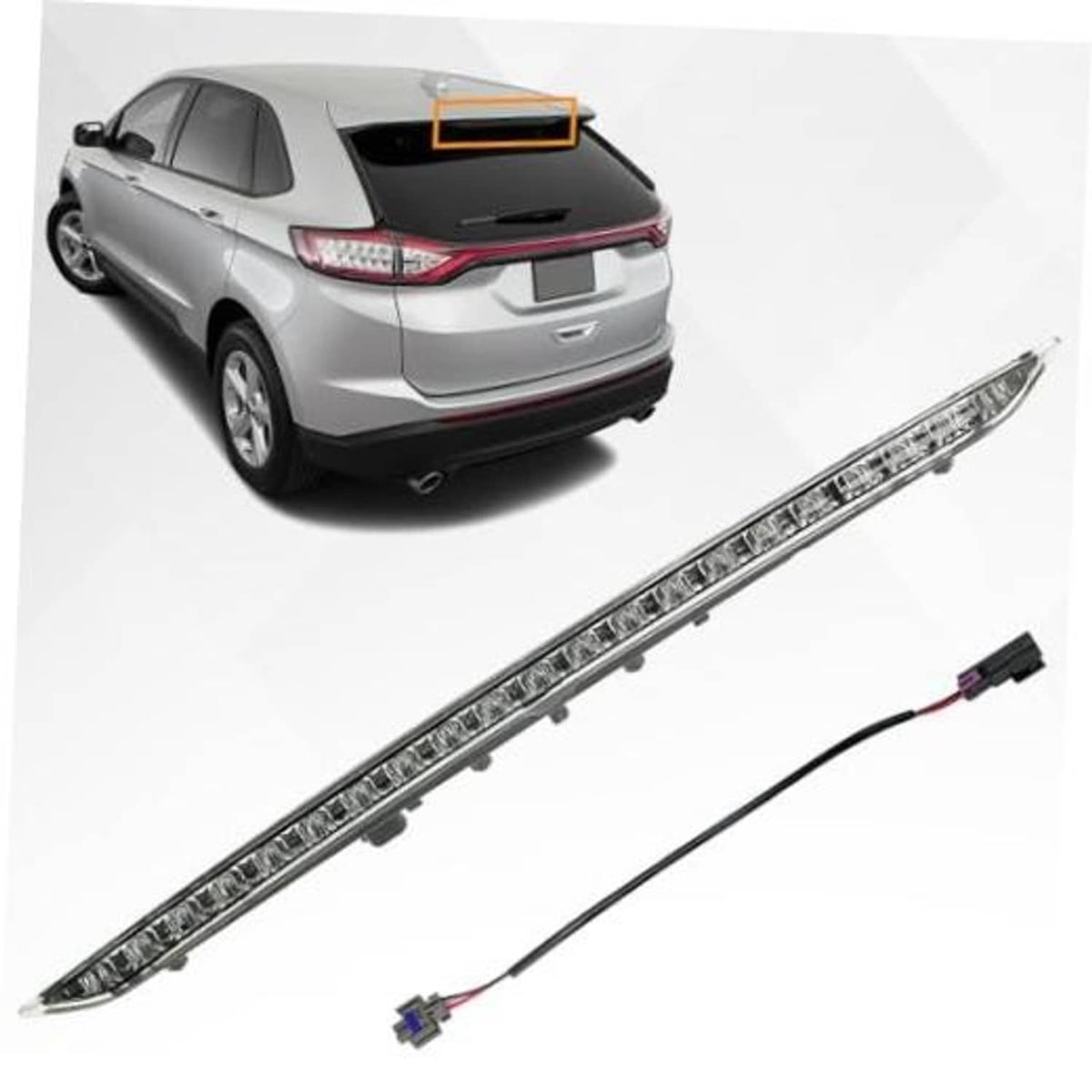 LED third brake light assembly with clear lens bar and red LED strip, includes wiring.