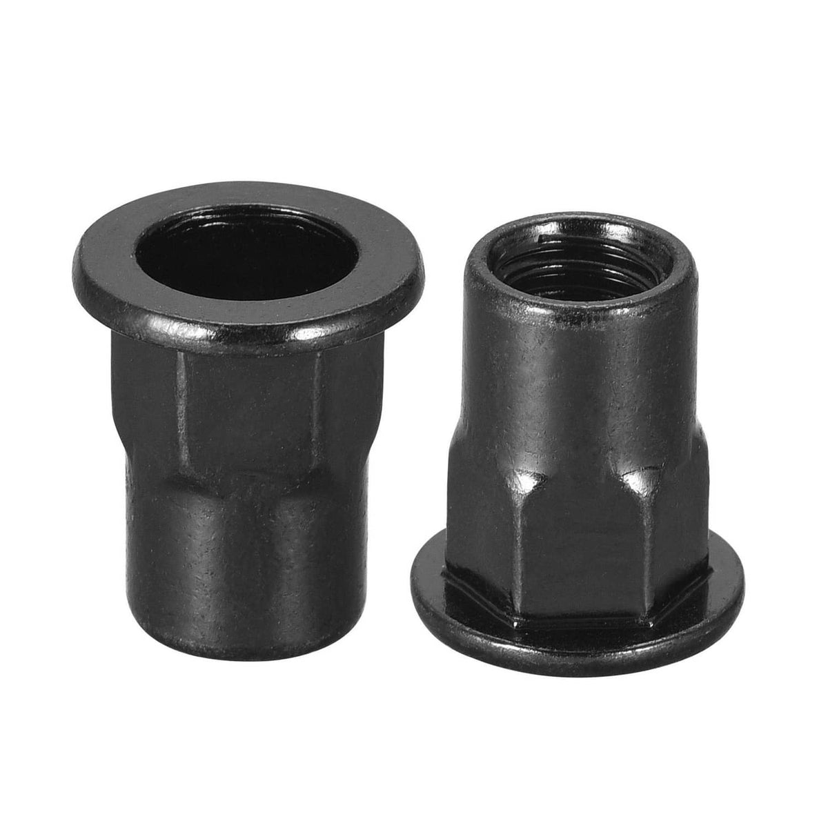 M8 half-hex rivet nut, zinc-plated steel threaded insert, dark black finish