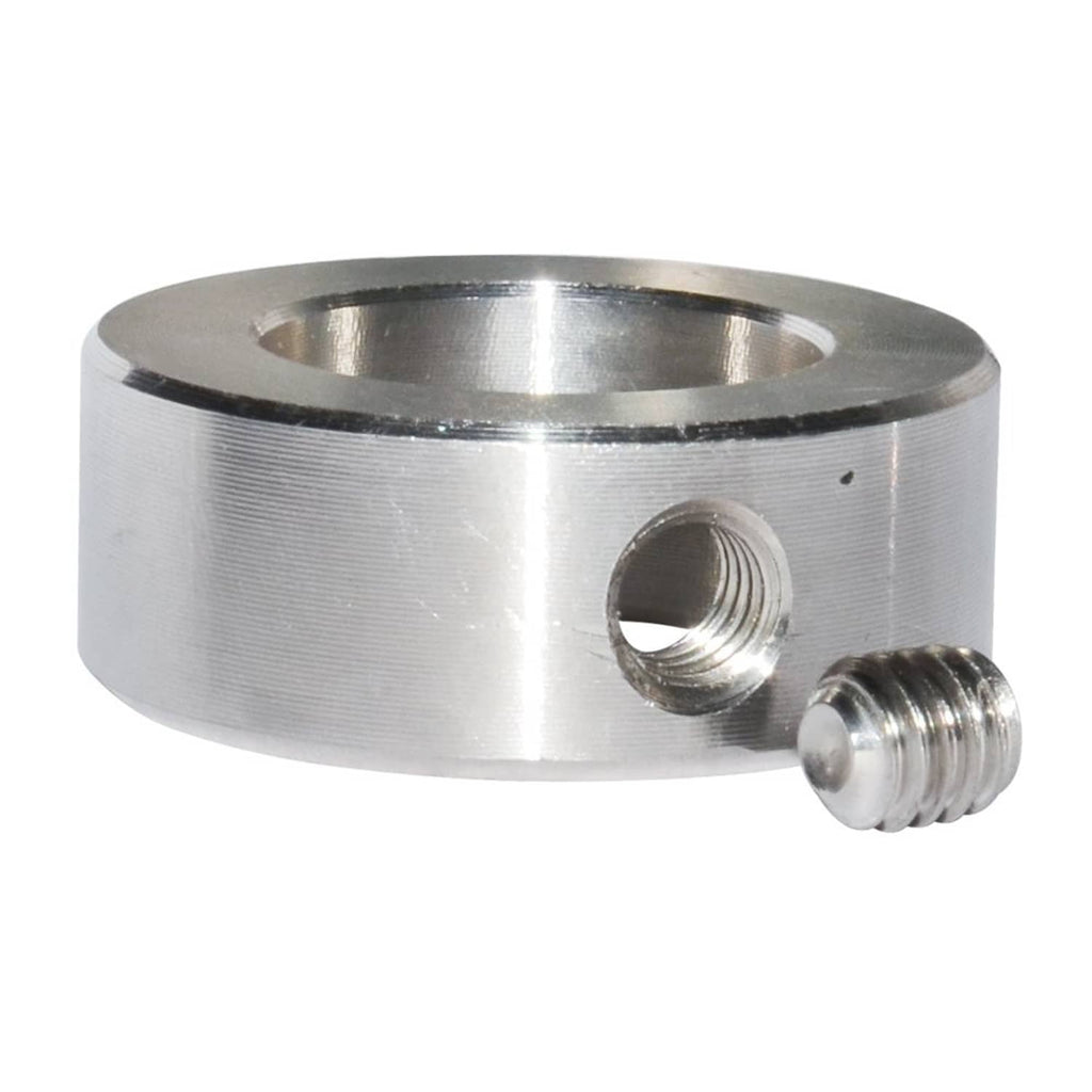 Stainless steel shaft collar with side threaded set screw and center bore