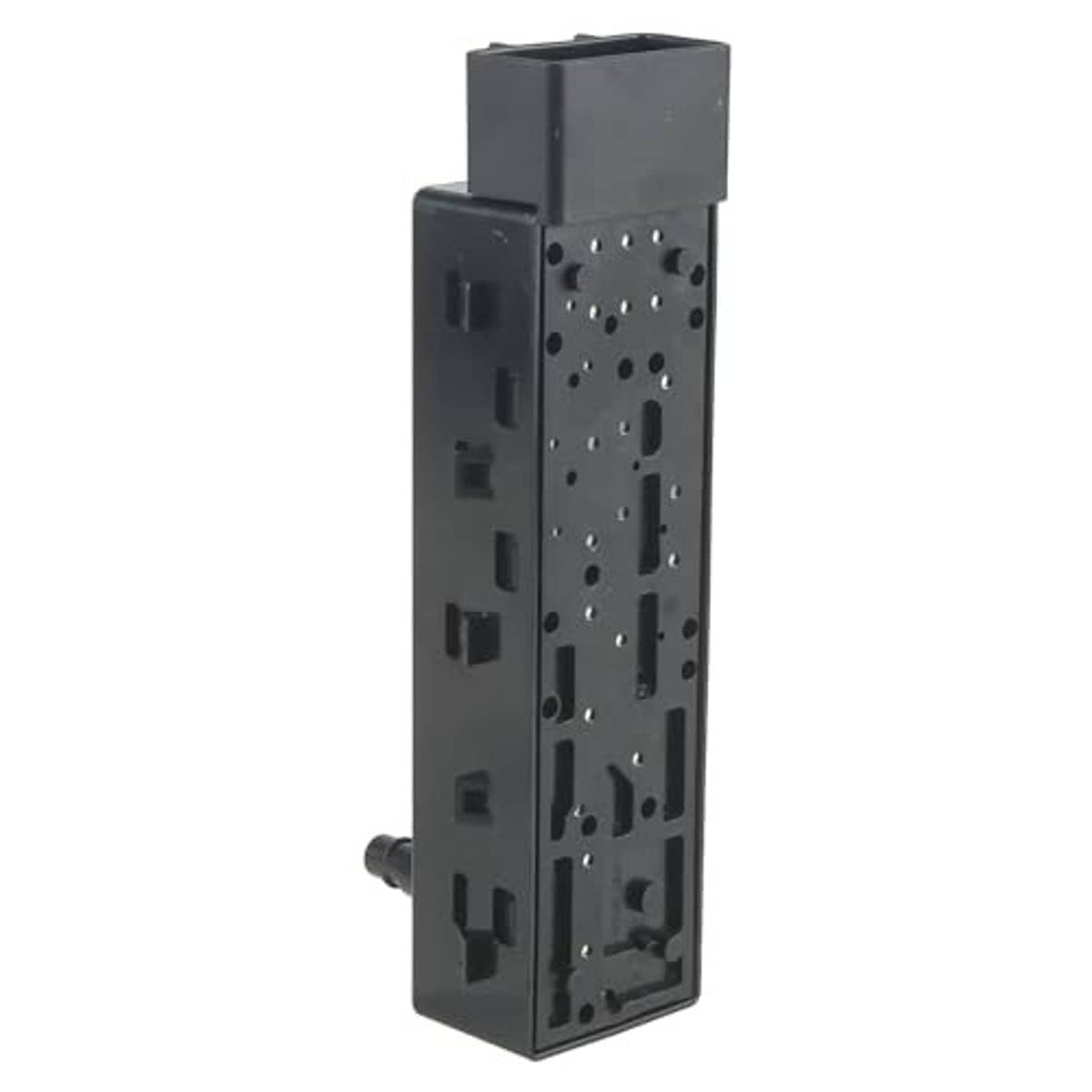 Power seat adjustment switch module with multi-pin connector and control tabs, black plastic