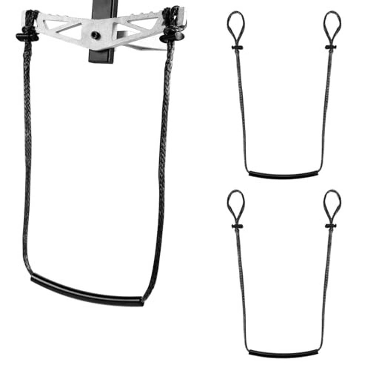 Hunting climbing aider single-step with black rope lanyards and curved rubber base