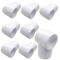 White 3/4 in PVC slip tee fitting, three-way connector with slip ends