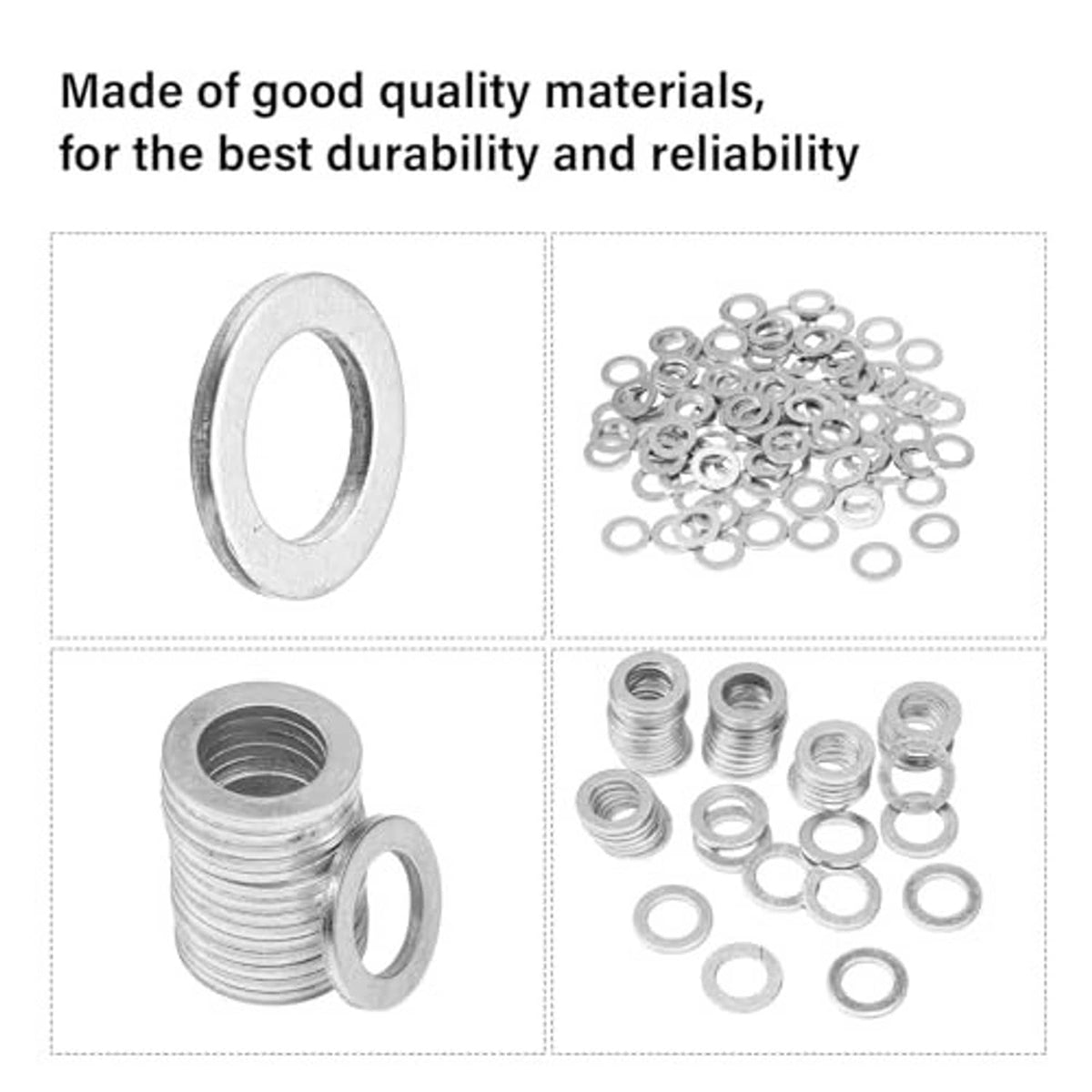 Aluminum oil drain plug crush washers, single ring and bulk pack, silver