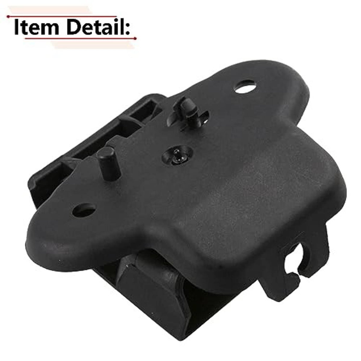 Hood release latch handle, dark plastic part with screw posts and locking tabs