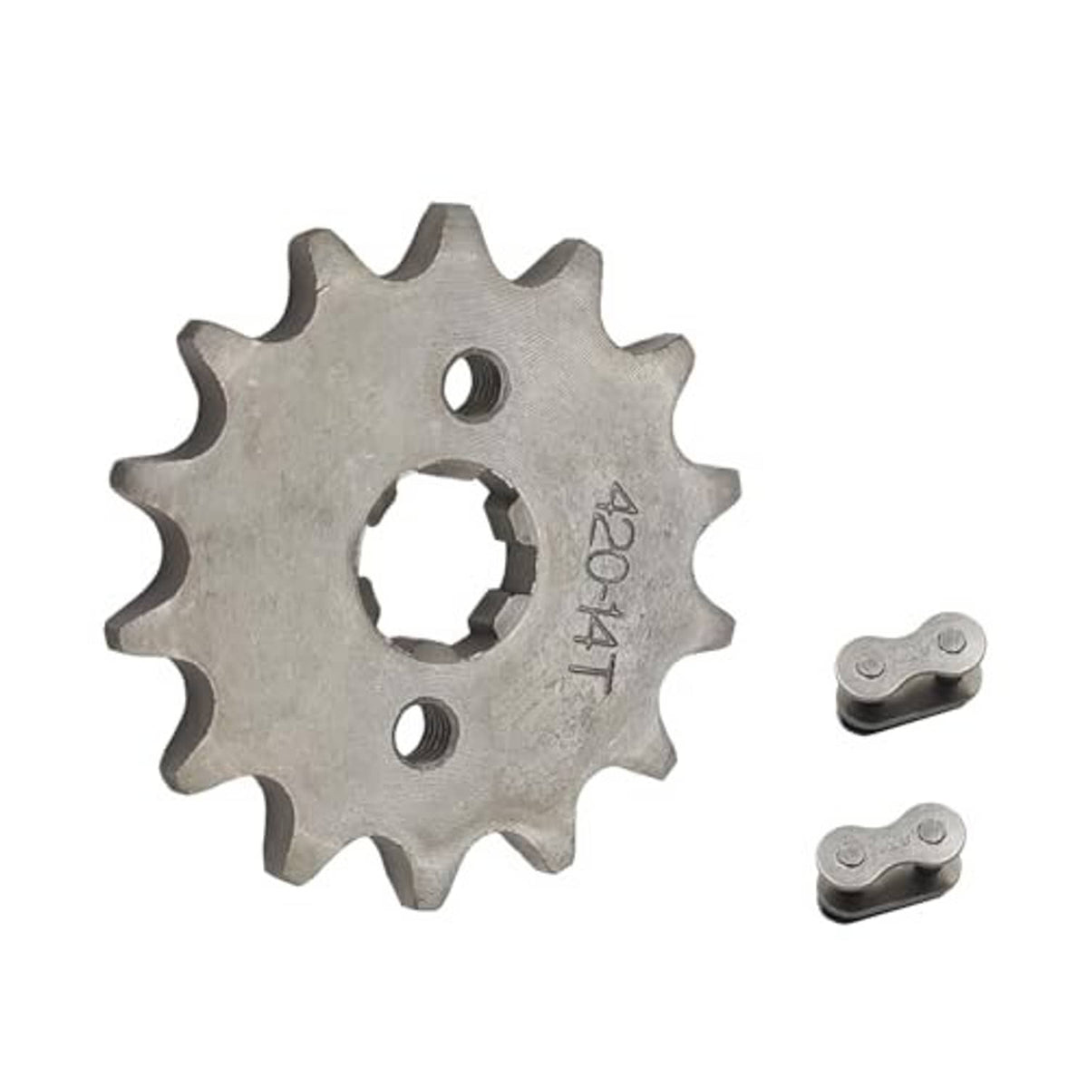 Front sprocket kit with 14T sprocket, 17mm bore, and two chain links