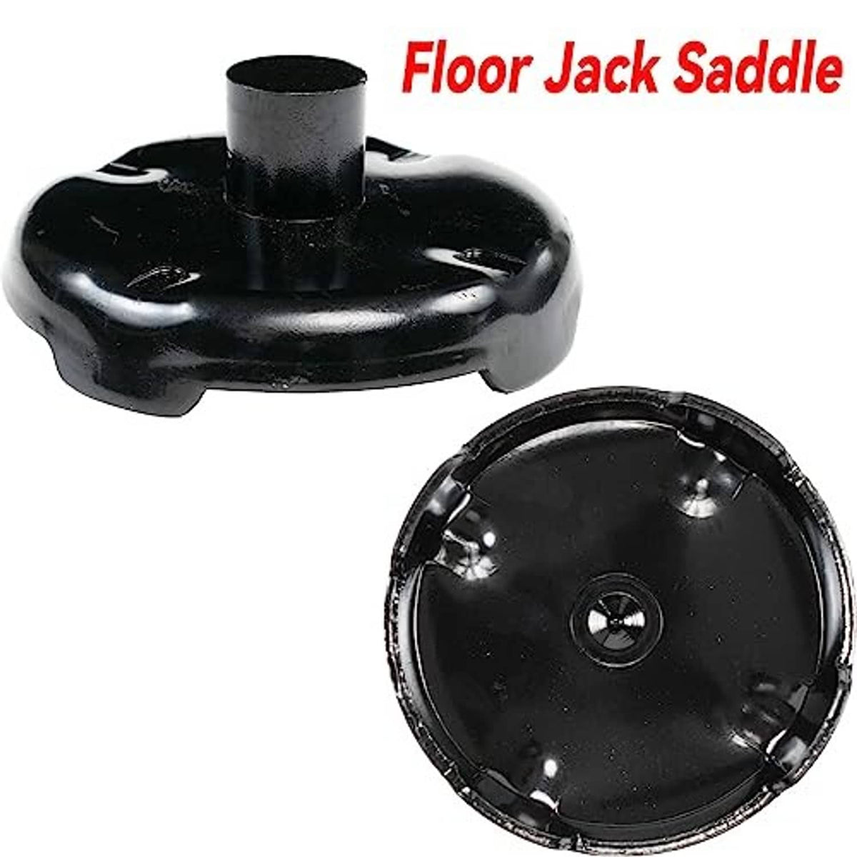 Black floor jack saddle rubber pad with circular underside base