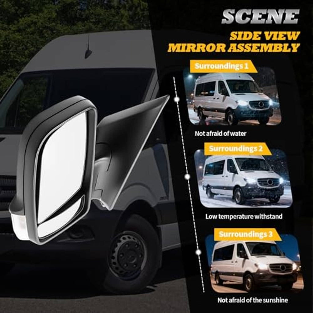 Left side mirror assembly with weather-resistant exterior side view design