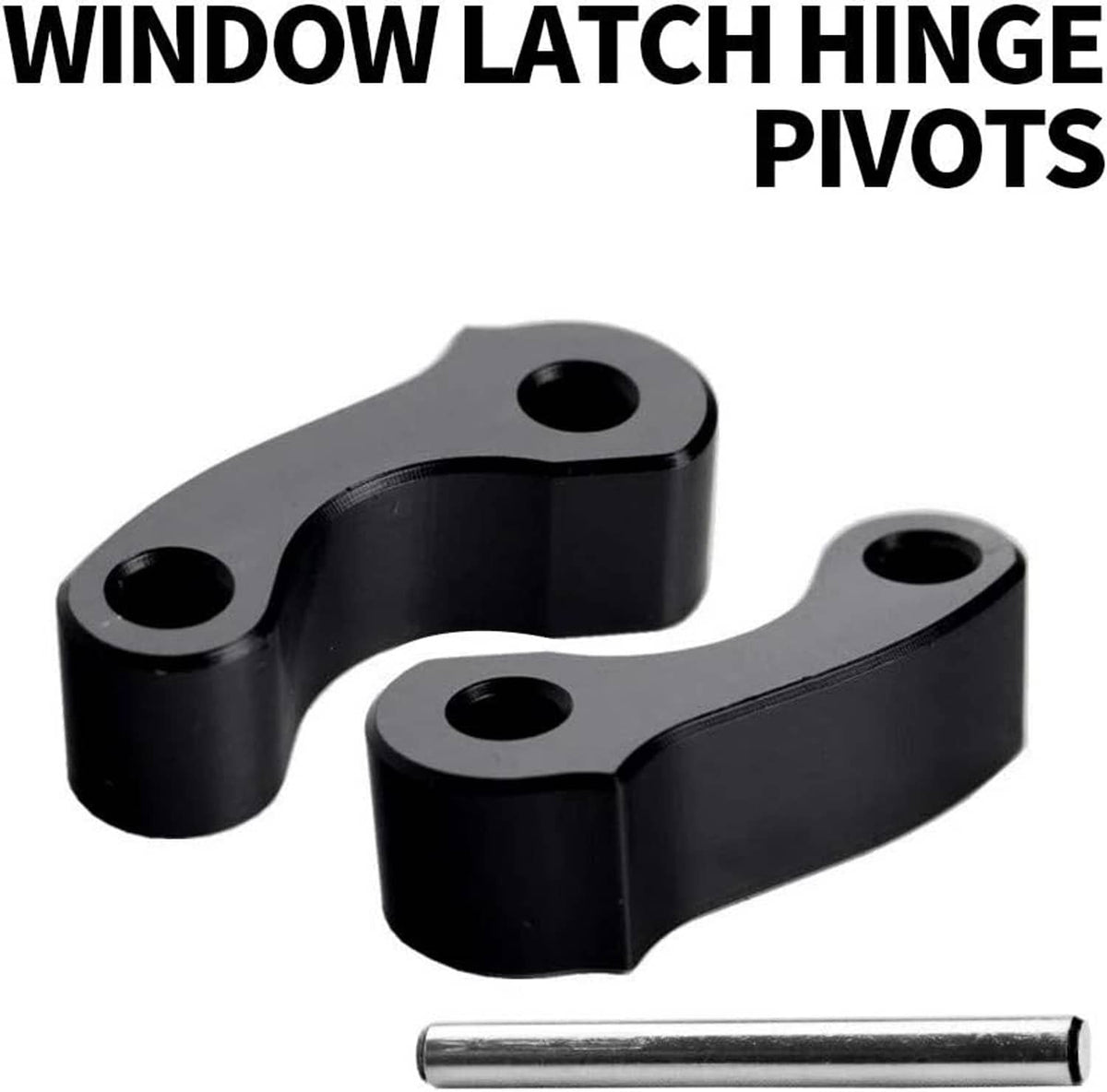 Black rear window latch hinge pivots pair with silver pin for latch hinge pivot