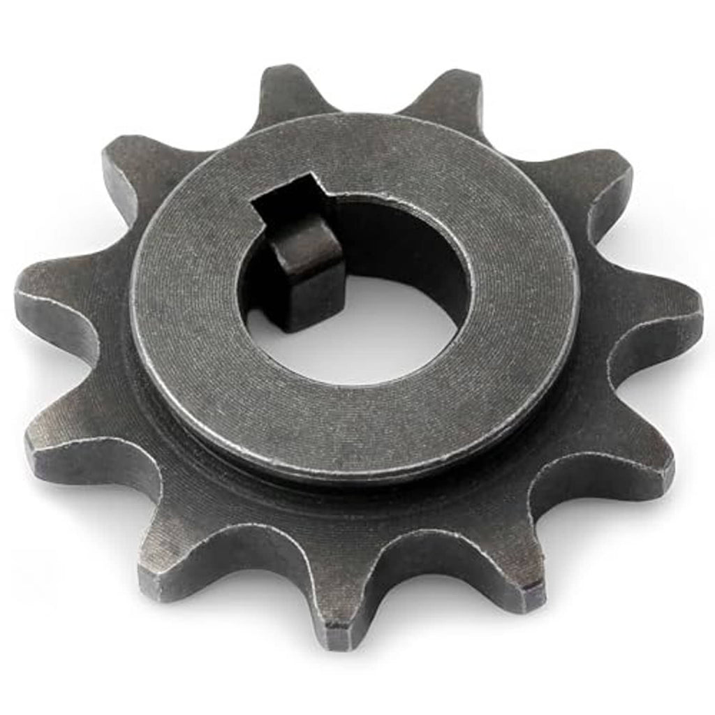 Dark gray metal front sprocket gear with central splined drive opening and 11 teeth