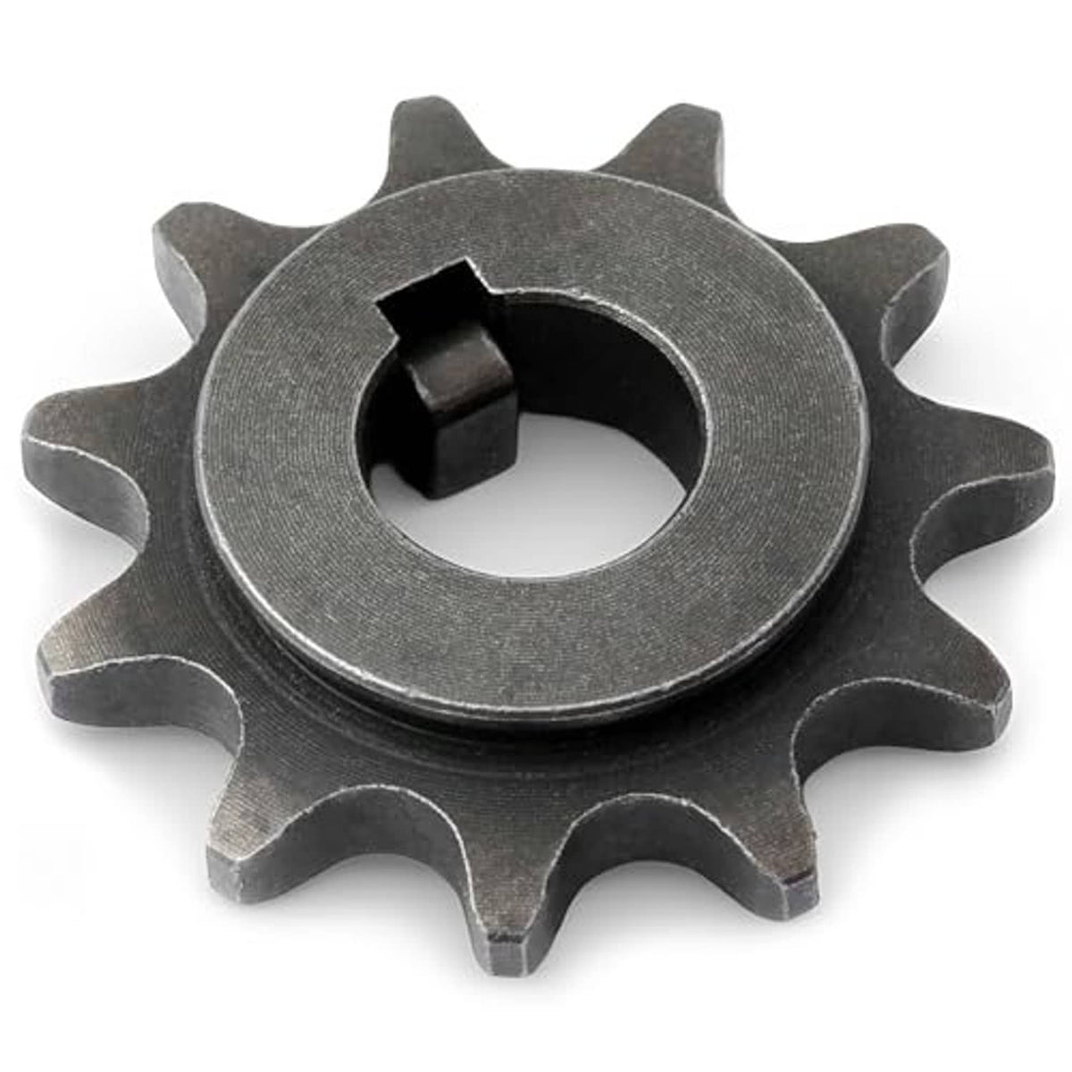 Dark gray metal front sprocket gear with central splined drive opening and 11 teeth
