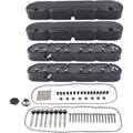 Black valve covers set with coil-mount plates and mounting hardware