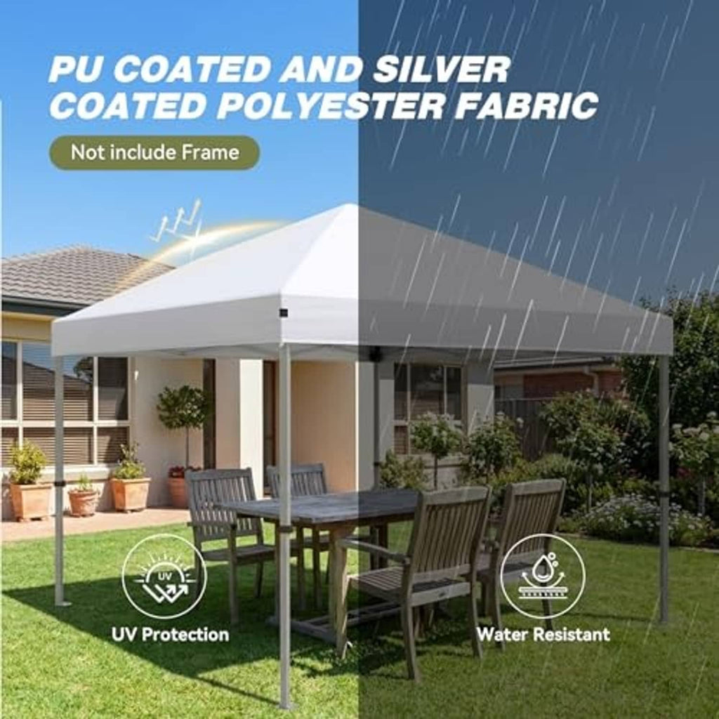 White waterproof UV canopy top with roof vent hole and protective coated fabric