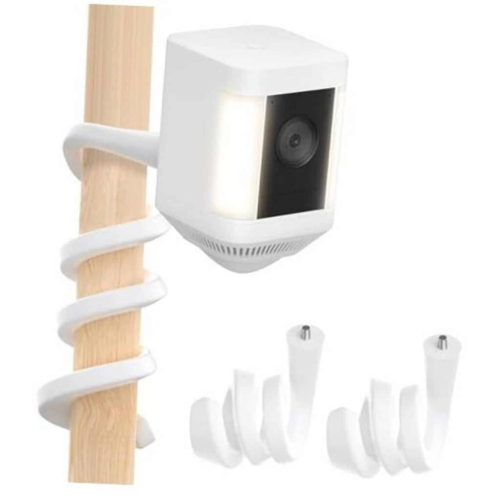 White flexible twist mount kit with mounting base, spiral arms, and hardware screws