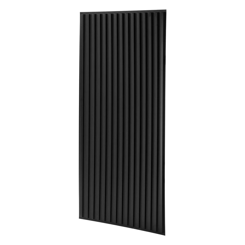 Black 3D linear PVC ceiling tile panel with vertical ridged texture