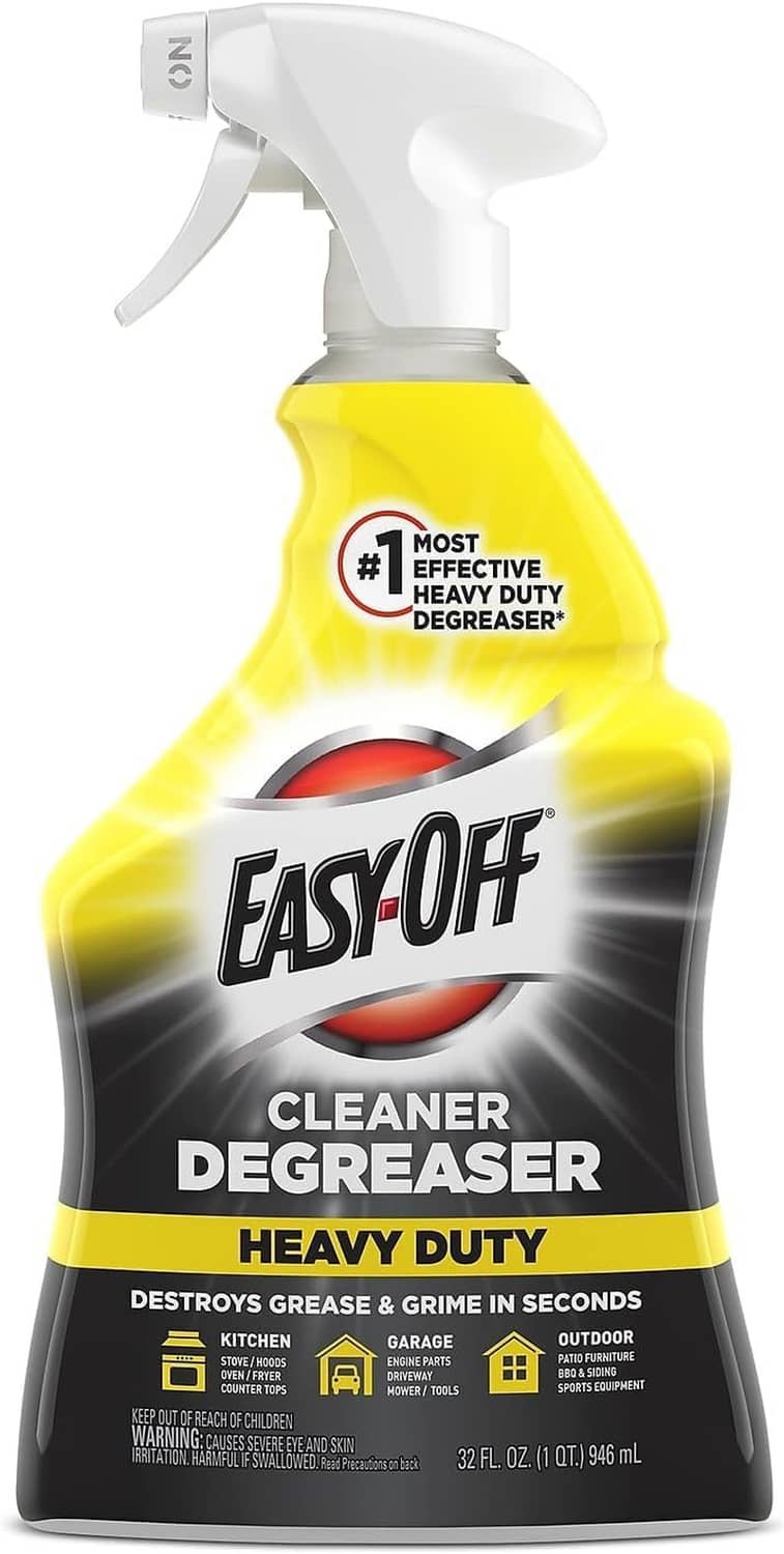 FasToff heavy duty cleaner degreaser spray bottle with trigger, 32 oz, black and yellow label